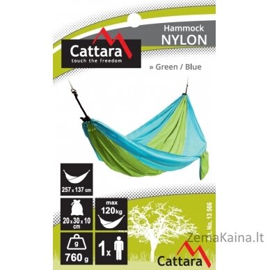 Hamakas Cattara Nylon – žalias-mėlynas 275 x 137 cm 3