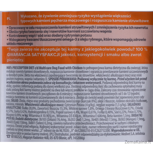 HILL'S PRESCRIPTION DIET Urinary Care Canine c/d Multicare Sausas šunų maistas Viščiukas 4 kg 1