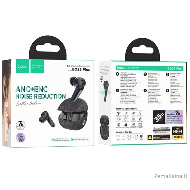 Hoco EQ23 PLUS II Ausinės belaidės ausinės skambučiams / muzikai Bluetooth juodos spalvos 3