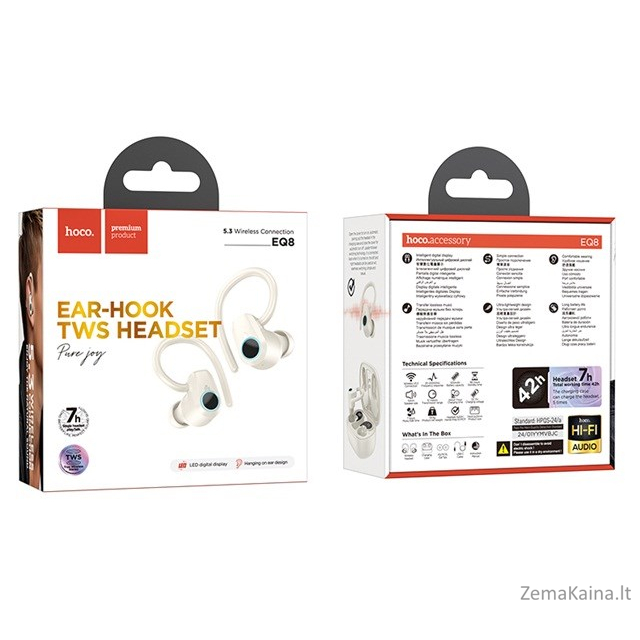 Hoco EQ8 Pure Joy Ausinės belaidės ausinės skambučiams / muzikai Bluetooth Balta 3
