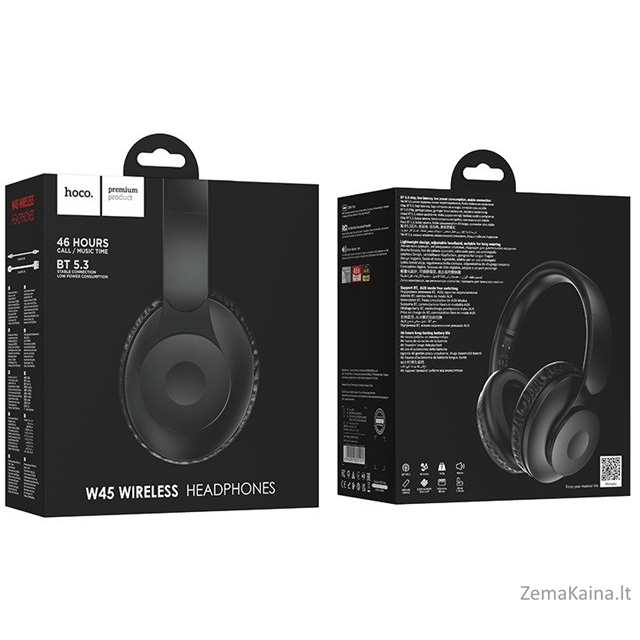 Hoco W45 Enjoy Belaidės Bluetooth ausinės į ausis juodos spalvos 3