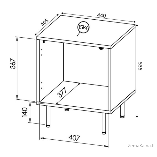 HOLE naktinis staliukas 2 vnt. 44x40,5x53,5 cm baltas matinis 3