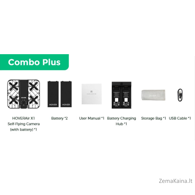 HoverAir X1 dronas - Combo Plus Retail - Juodas