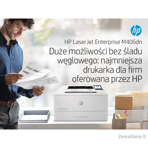 HP LaserJet Enterprise M406dn, Black and white, Spausdintuvas skirtas Business, Print (spausdinti), Compact Size; Strong Security; Two-sided printing; Energy Efficient; Front-facing USB printing 23
