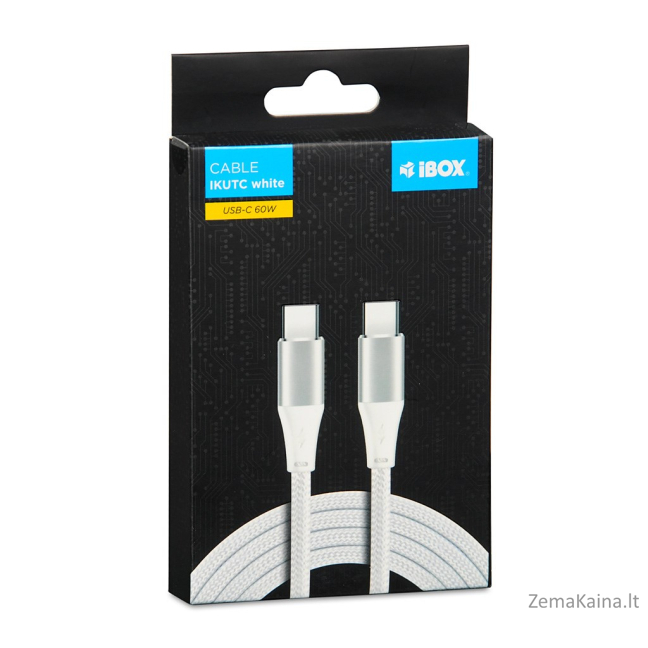 iBOX IKUTC USB-C laidas 60W 1m Baltas 2