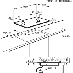 Įmontuojama dujinė kaitlentė Electrolux KGS64362XX
