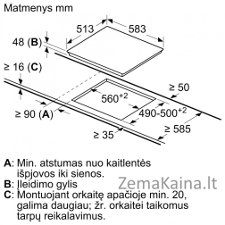 Įmontuojama elektrinė kaitlentė Bosch PKE645FP2E