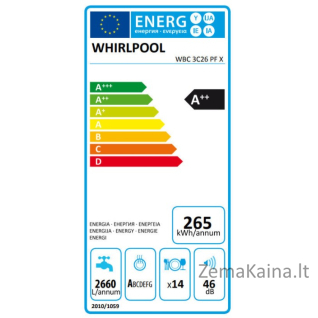 Įmontuojama indaplovė Whirlpool WBC 3C34 PF X