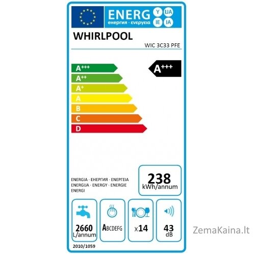 Įmontuojama indaplovė Whirlpool WIC 3C33 PFE 4