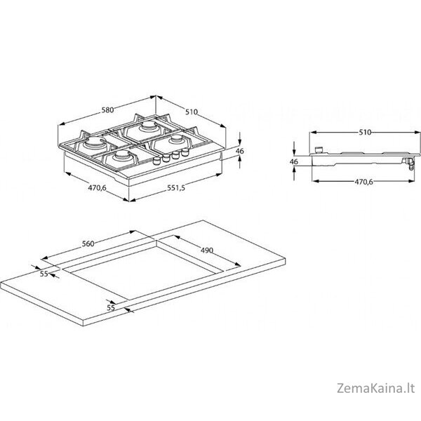 Įmontuojama dujinė kaitlentė Beko HILW64325SB 6