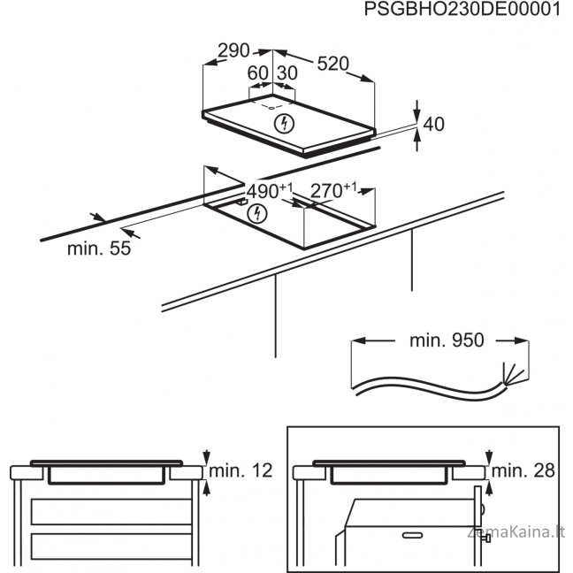 Įmontuojama elektrinė kaitlentė Electrolux „Domino“ LHR3233CK 4