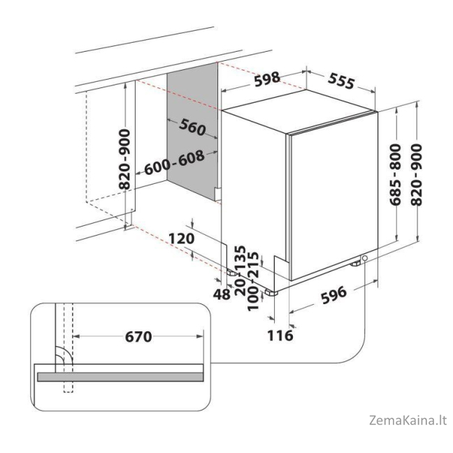 Įmontuojama indaplovė Whirlpool W2I HD524 AS 2