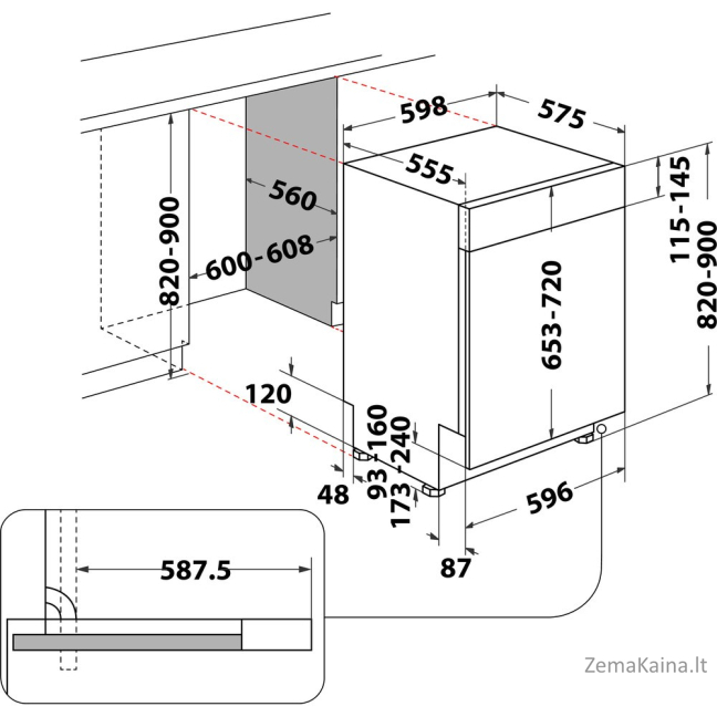 Įmontuojama indaplovė WHIRLPOOL WBC 3C26 B 2