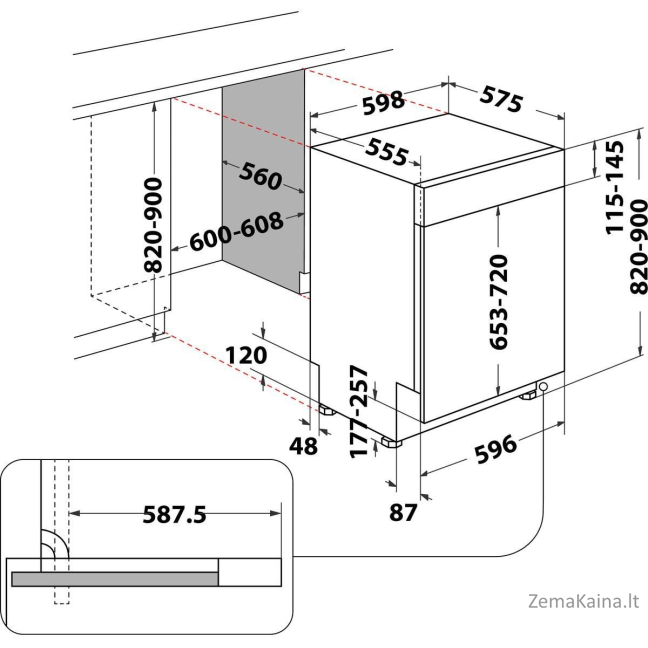 Įmontuojama indaplovė Whirlpool WBO 3T341 P X 3