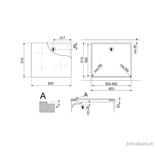 Įmontuojama indukcinė kaitlentė Smeg SI2641DP 3