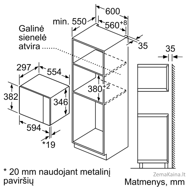 Įmontuojama mikrobangų krosnelė Neff HLAWD23G0 5
