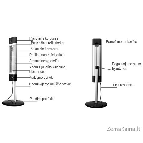 infraraudonųjų spindulių šildytuvas Veito CH1800 RE juodas 1