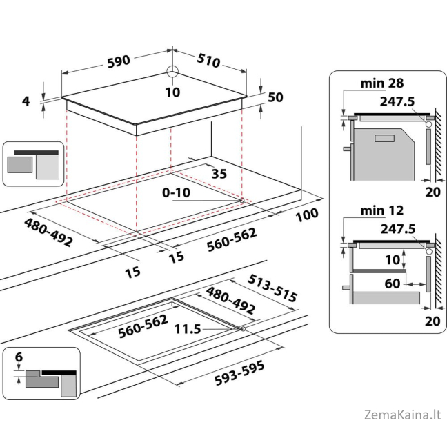 Indesit IB 65B60 NE Juoda Įmontuoti 59 cm Indukcinė viryklė, padalyta į sritis 4 zone(s) 31
