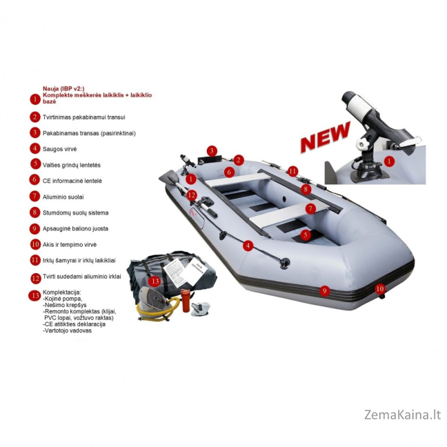 IRKLINĖ PRIPUČIAMA VALTIS PROMARINE IBP300 V2, ILGIS 300CM, SPALVA PILKA, DUGNAS KNYGA 1