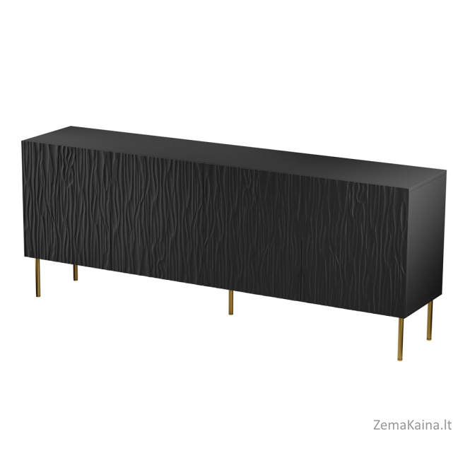 JUNGLE komoda 190x40,5x74,5 juoda matinė + auksinės kojos