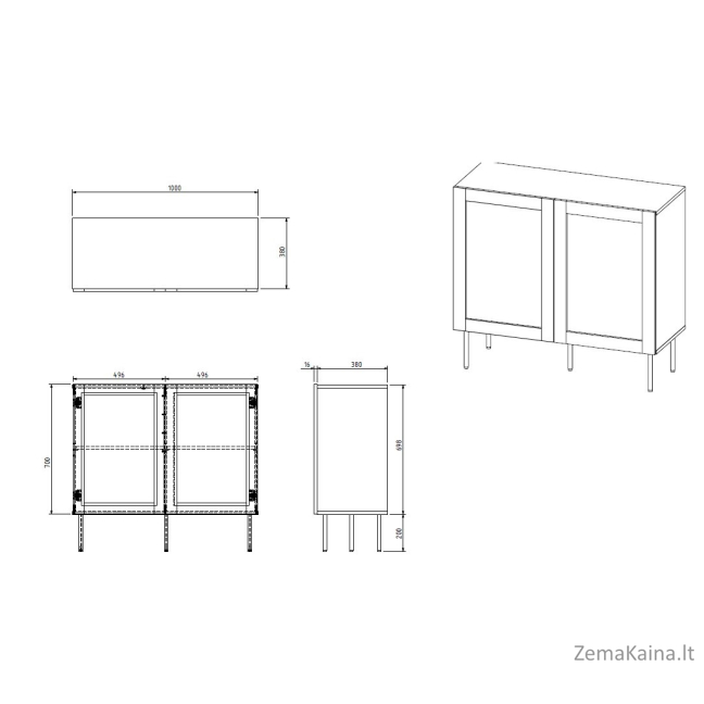 JUTA 2D komoda 100x39,5x90 juoda + linol calabria 3