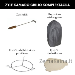 Kamado grilis su priedais Zyle 39,8 cm, Starter, ZY16KSGRSET, žalias