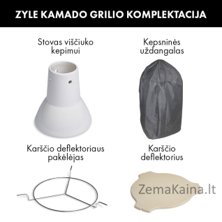 Kamado grilis su priedais Zyle 45 cm, Medium, ZY18KSGRSET, žalias