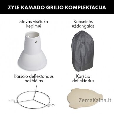 Kamado grilis su priedais Zyle 45 cm, Medium, ZY18KSGYSET, pilkas 1