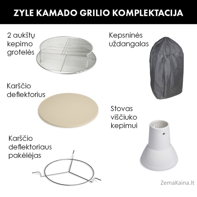 Kamado grilis su priedais Zyle 45 cm, Medium, ZY18KSRDSET, raudonas 1