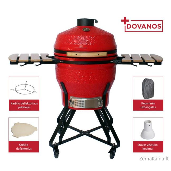Kamado grilis su priedais Zyle 56 cm, Large ,raudonas