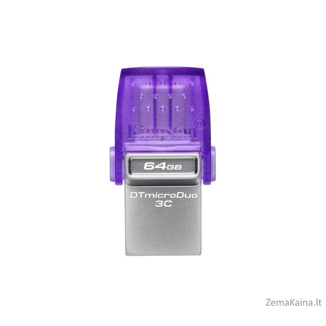 Kingston Technology DataTraveler microDuo 3C USB atmintukas 64 GB USB Type-A / USB Type-C 3.2 Gen 1 (3.1 Gen 1) Violetinė, Nerūdijančiojo plieno