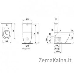 Kombinuoto unitazo puodas PRO Rimless 8259620002311