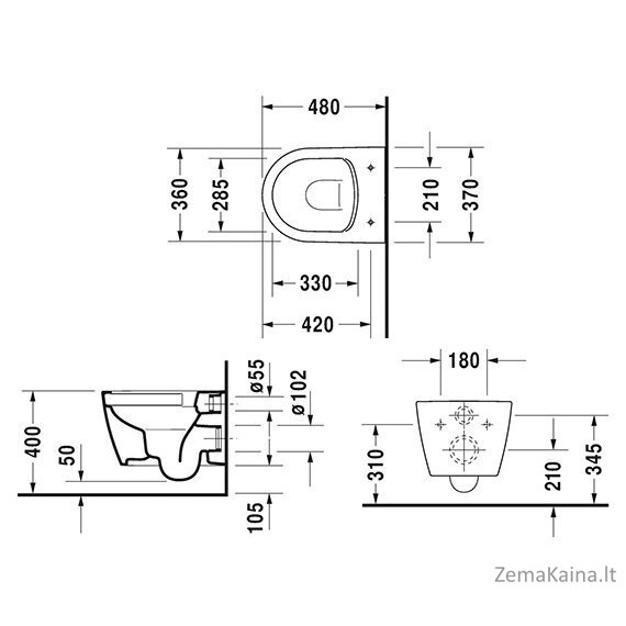 Komplektas Duravit ME by Starck Com Riml+dangtis 45300900A1 1