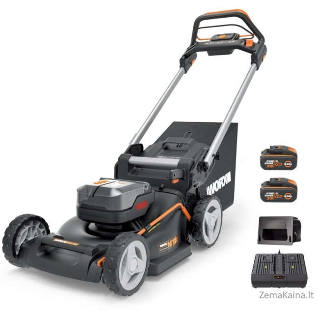 Akumuliatorinė savaeigė vėjapjovė WORX WG749E 2x20V,46cm,50 m2,2 x 4,0 ah