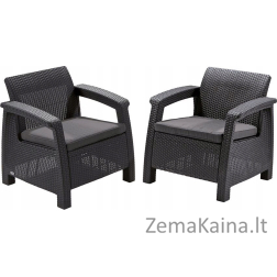 Lauko fotelių komplektas Keter CORFU DUO SEAT 223175 grafito spalvos