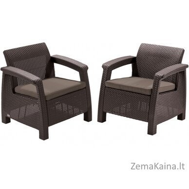 Lauko fotelių komplektas CORFU DUO SEAT 223194 ruda