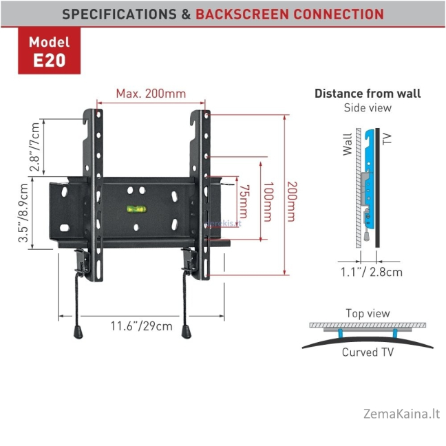 Laikiklis BARKAN E20.B 37&34 LCD 2