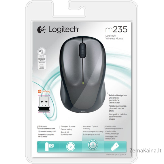 Logitech M235 Wireless Mouse kompiuterio pelė Abiems rankoms Radijo dažnio belaidė Optinis 1000 DPI 3