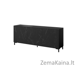 MARMO 3D komoda 200x45x80,5 cm matinės juodos/marmurinės juodos spalvos