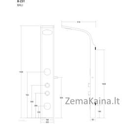 Masažinė dušo panelė Corsan Bali B231M (standartinis maišytuvas) chromas