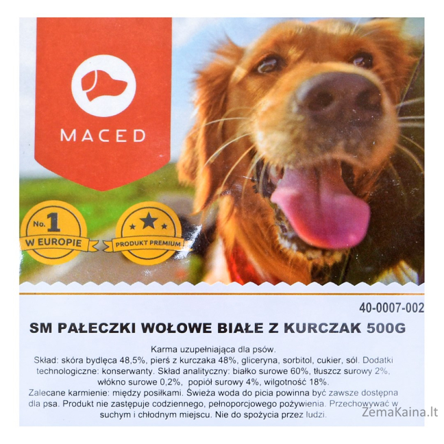 MACED Przysmak dla psa - pałeczki wołowe białe z kurczakiem 500g 1