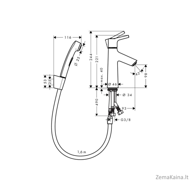 Maišytuvas su bide dušeliu Hansgrohe Talis S 72290000 1