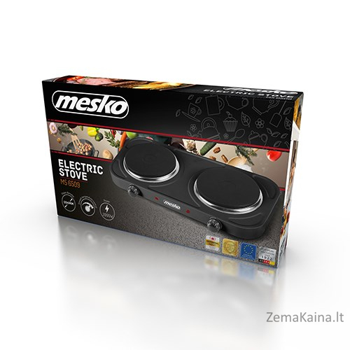 Mesko Home MS 6509 viryklė Juoda Stalviršis Hermetiška kaitlentė 2 zone(s) 8