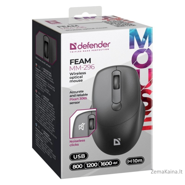 MOUSE DEFENDER FEAM MM-296 RF SILENT BLACK 2