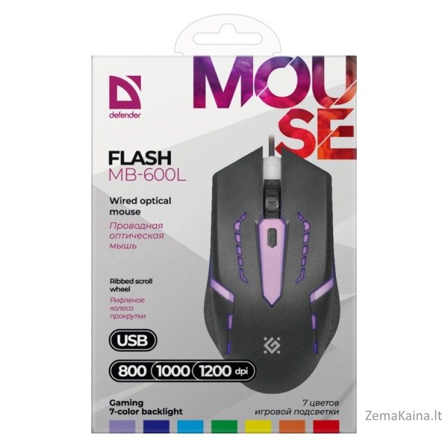 MOUSE DEFENDER FLASH MB-600L OPTIC LED 1200dpi 4P 6