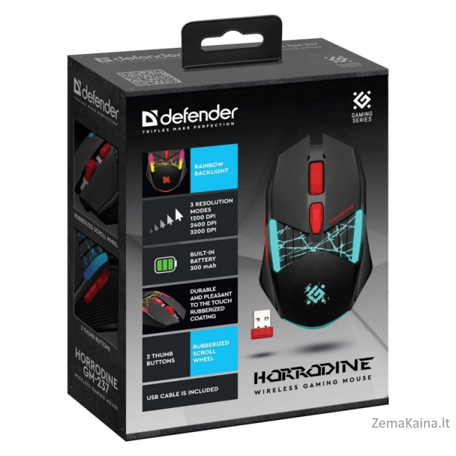 MOUSE DEFENDER GM-126 TISA RF+BT OPTIC 1600dpi 6P BLACK 5