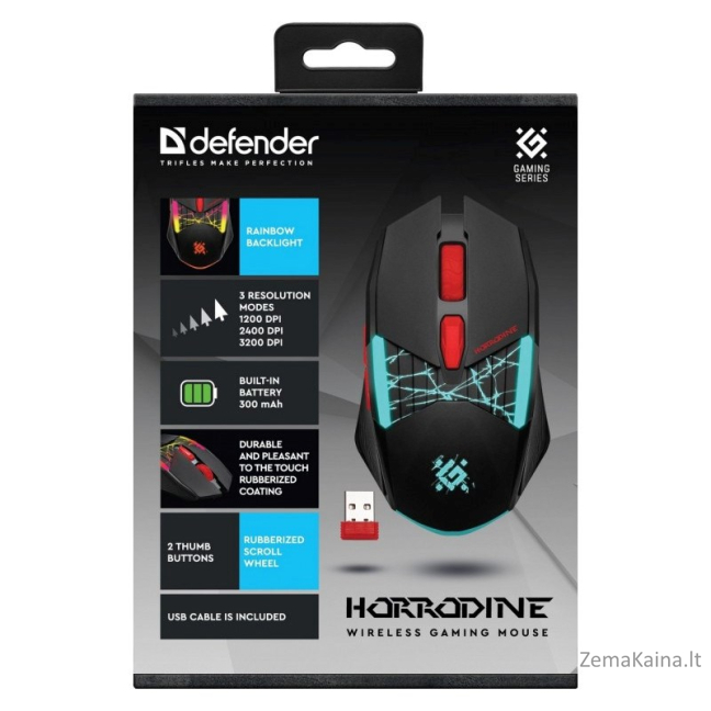 MOUSE DEFENDER GM-126 TISA RF+BT OPTIC 1600dpi 6P BLACK 6