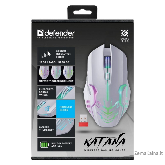 MOUSE DEFENDER GM-511 KATANA RF 3200dpi 7P WHITE 4