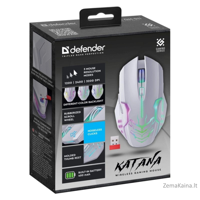 MOUSE DEFENDER GM-511 KATANA RF 3200dpi 7P WHITE 5