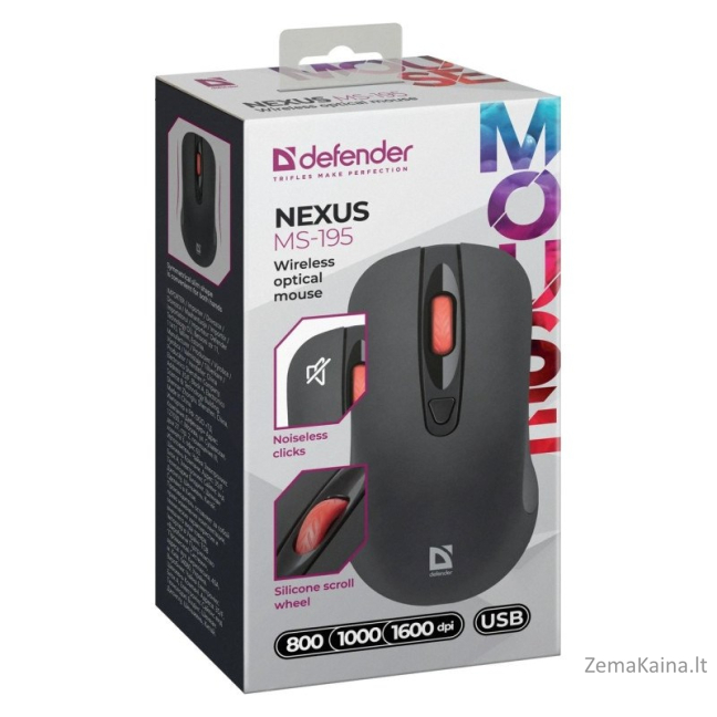 MOUSE DEFENDER NEXUS MS-195 RF SILENT BLACK 6